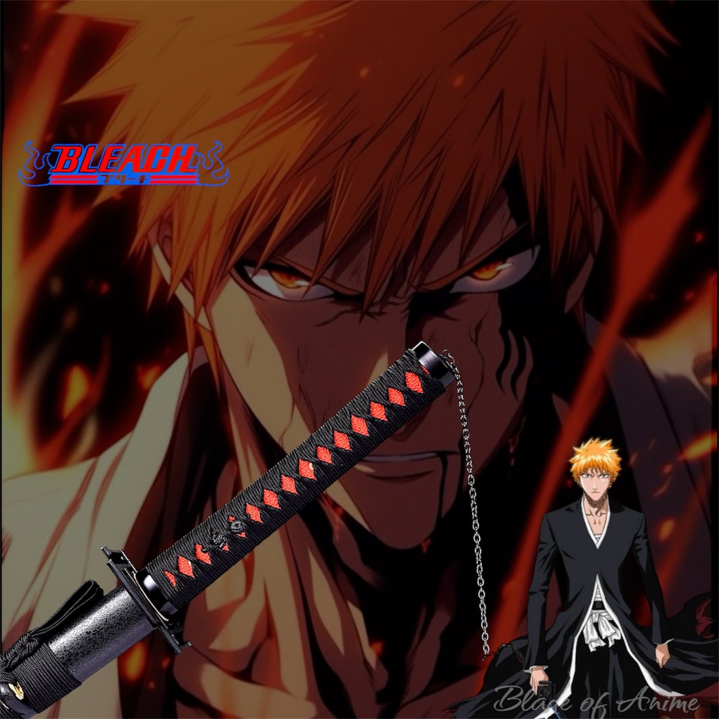 Ichigo Kurosaki Tensa Zangetsu Stainless Steel Katana - New Version