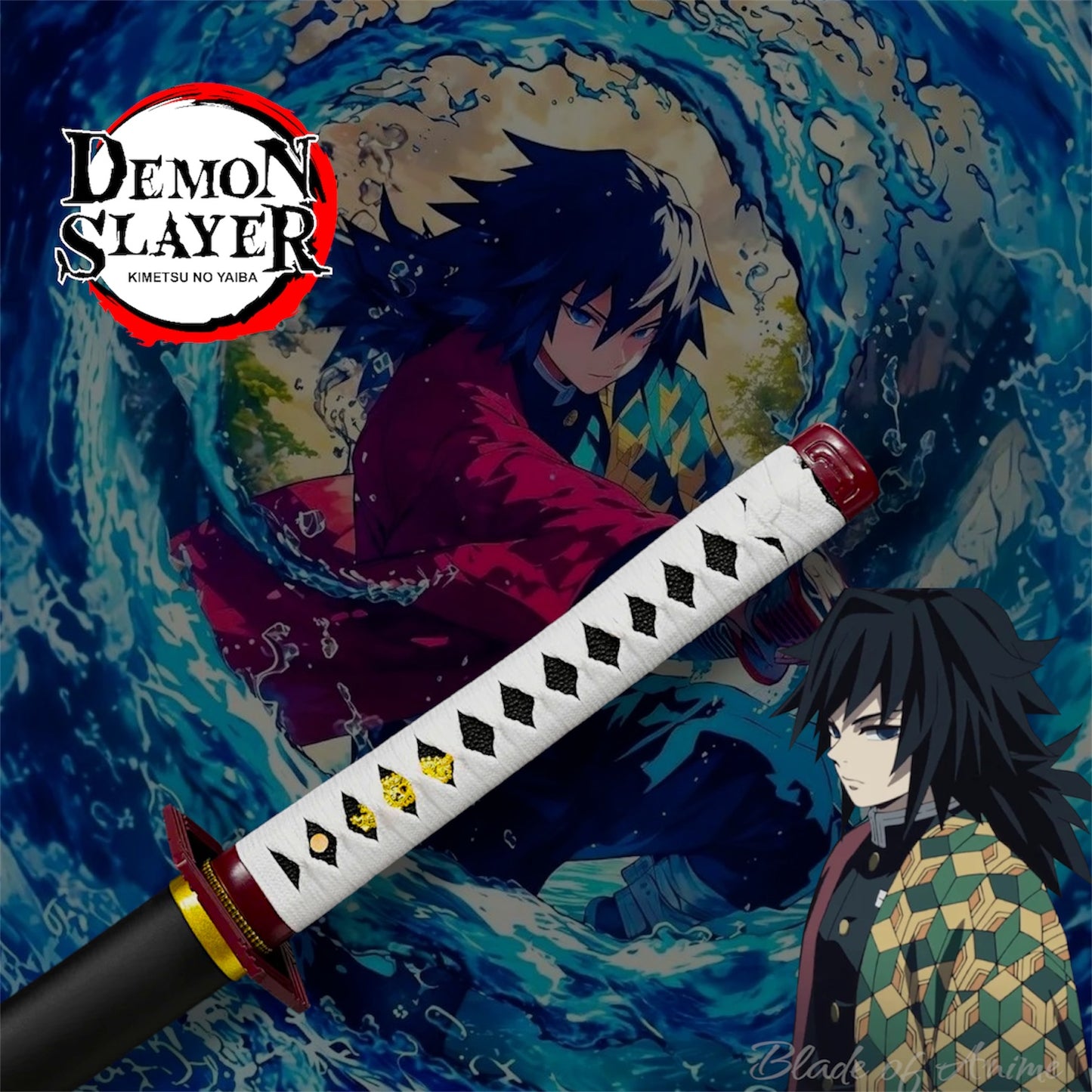 Giyu Tomioka Stainless Steel Katana - White