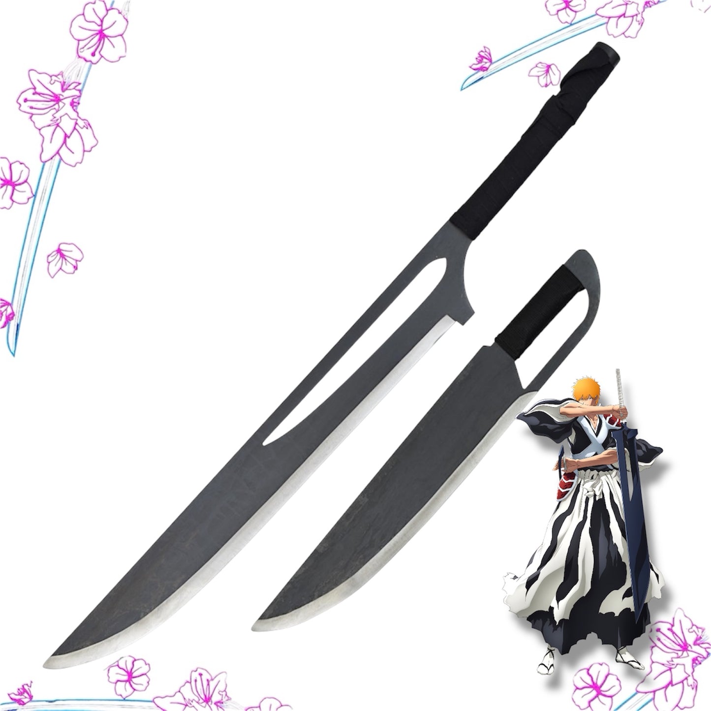 Ichigo Kurosaki Tensa Zangetsu Doppel Edelstahl-Schwert