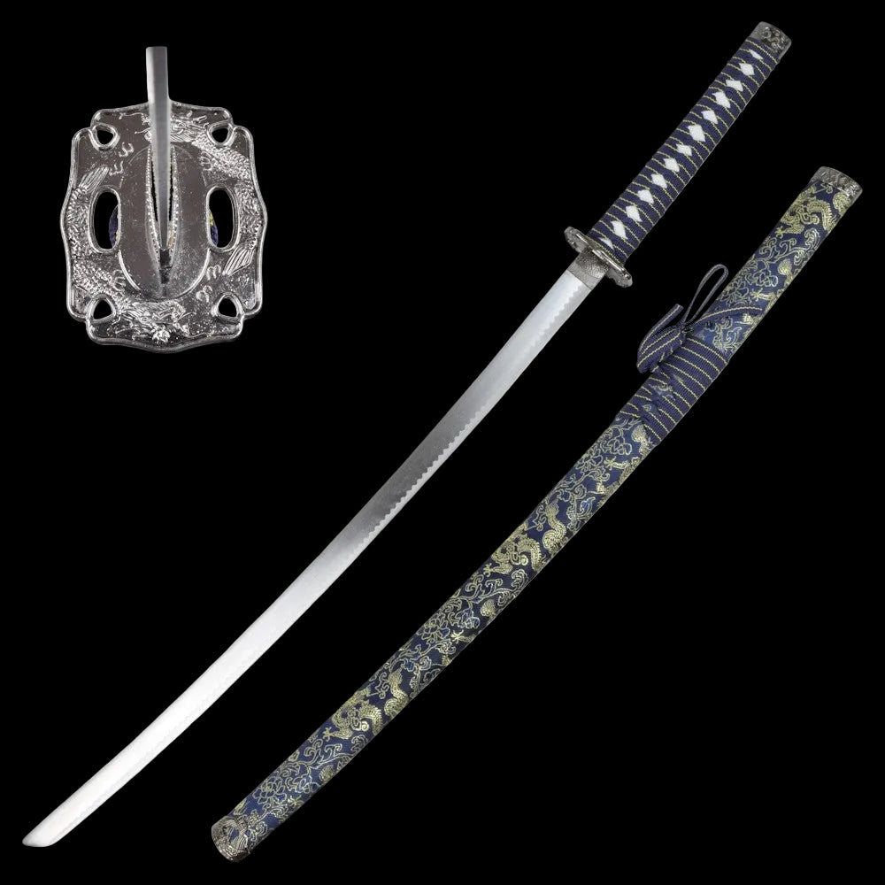 Drei-Klingen-Katana-Set – Traditionelles Drachen Design & Blaues Finish