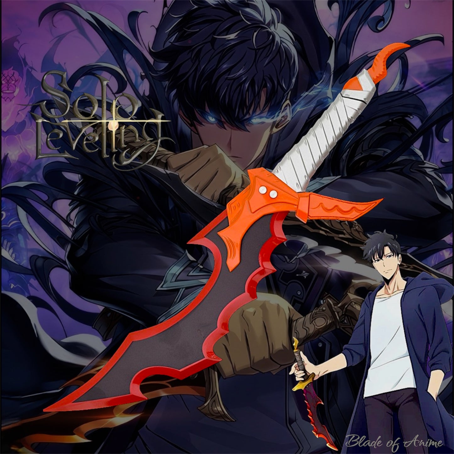 Sung Jin-woo Knight Killer Edelstahl-Dolch mit Ständer