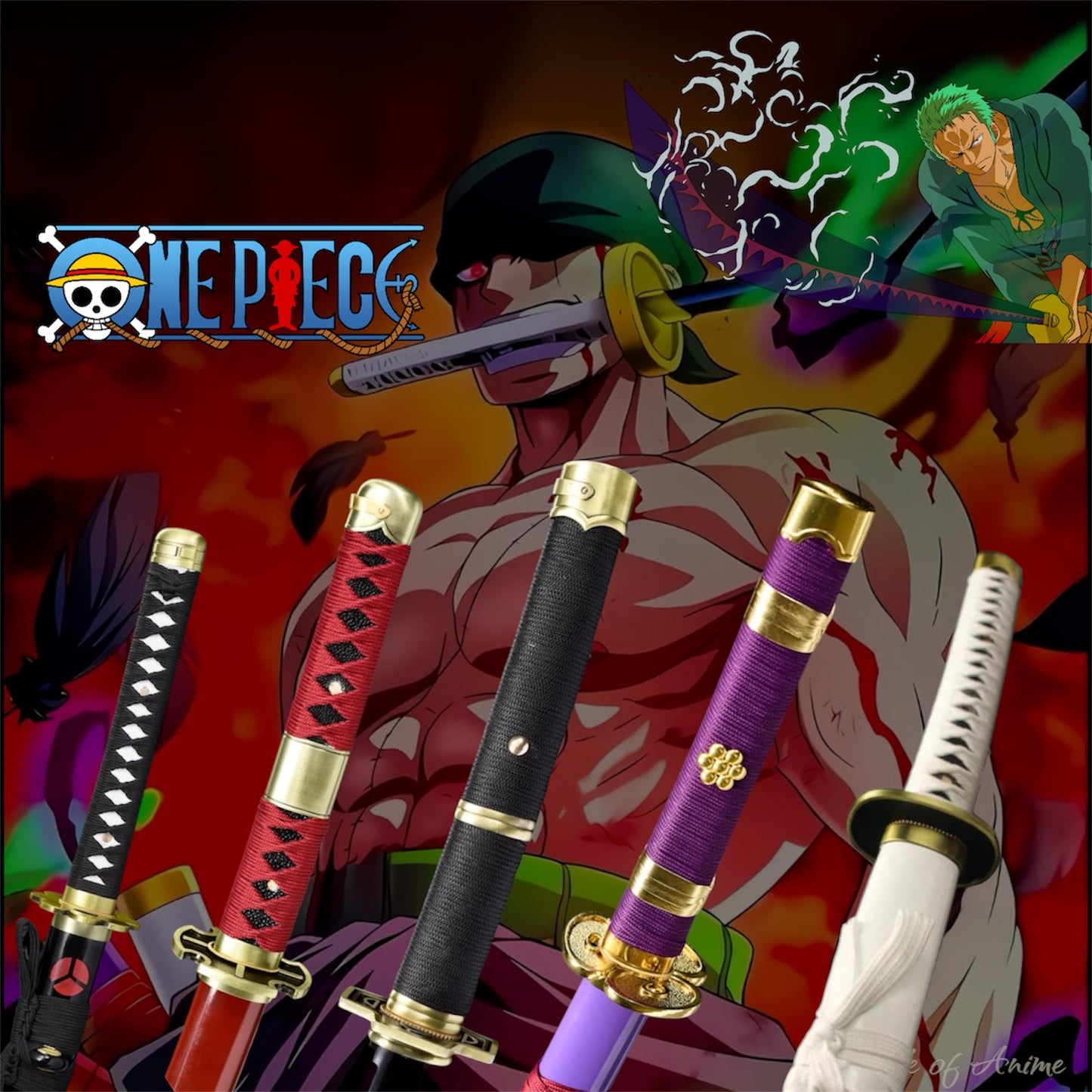 Roronoa Zoro Vollständiges Katana Set - Wado, Enma, Yubashiri, Shusui, Kitetsu