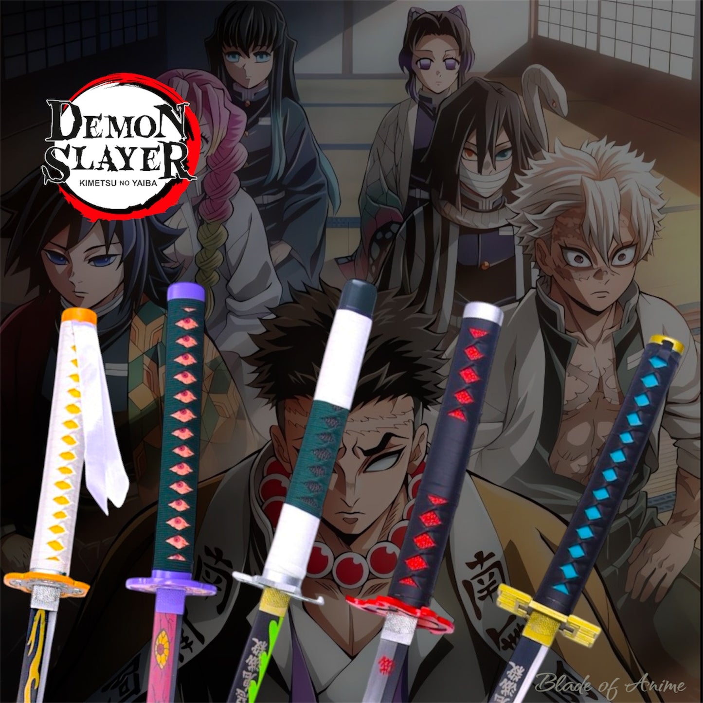Demon Slayer Vollständiges Katana Set – Tanjiro, Rengoku, Zenitsu, Inosuke, Muichiro