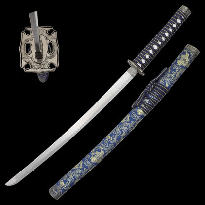 Drei-Klingen-Katana-Set – Traditionelles Drachen Design & Blaues Finish
